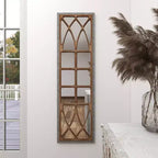 Miroir Mural Cadre Bois de Ferme Inspiré d'un Cadre de Fenêtre Marron - Olivia & May : Décoration Rectangulaire Rustique, Aucun Assemblage Requis