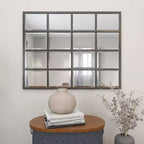 Miroir mural inspiré d'une vitre de fenêtre Noir - Olivia & May : Style industriel, 45x35.38", Cadre en fer