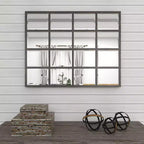 Miroir mural inspiré d'une vitre de fenêtre Noir - Olivia & May : Style industriel, 45x35.38", Cadre en fer