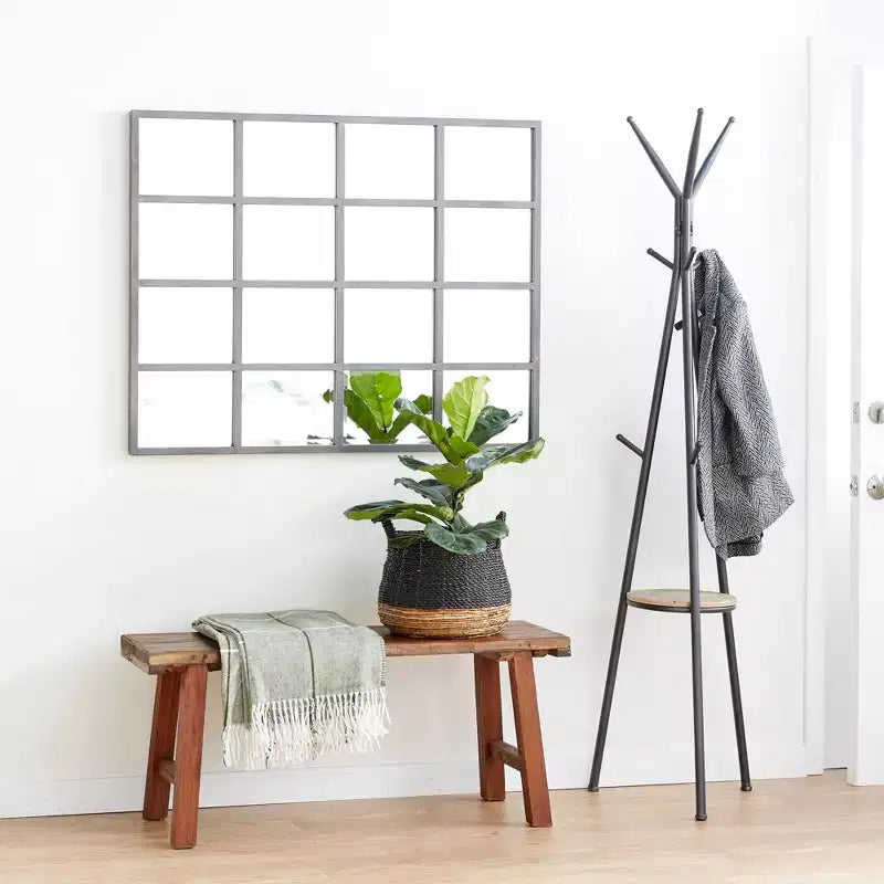 Miroir mural inspiré d'une vitre de fenêtre Noir - Olivia & May : Style industriel, 45x35.38", Cadre en fer