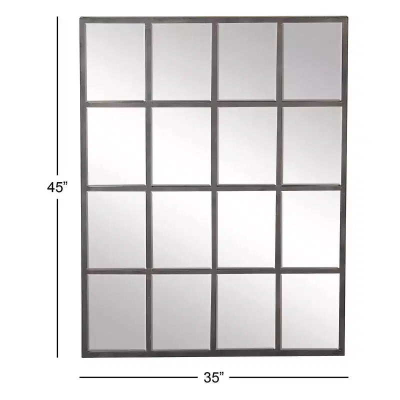 Miroir mural inspiré d'une vitre de fenêtre Noir - Olivia & May : Style industriel, 45x35.38", Cadre en fer