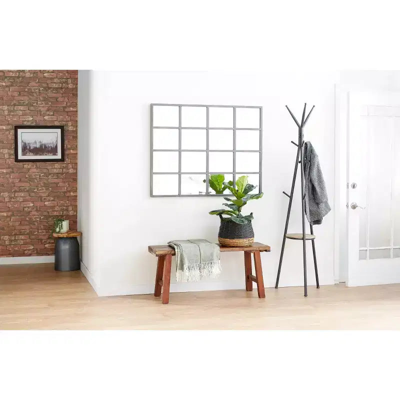 Miroir mural inspiré d'une vitre de fenêtre Noir - Olivia & May : Style industriel, 45x35.38", Cadre en fer