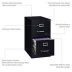 Hirsh Classeur vertical 2 tiroirs 56 cm Noir : Cadre en acier, certifié GreenGuard et ANSI/BIFMA, aucun assemblage requis