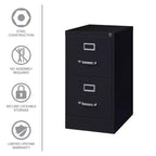 Hirsh Classeur vertical 2 tiroirs 56 cm Noir : Cadre en acier, certifié GreenGuard et ANSI/BIFMA, aucun assemblage requis