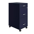 Space Solutions 18" Deep 3 Drawer Mobile Letter Width Vertical File Cabinet Navy
