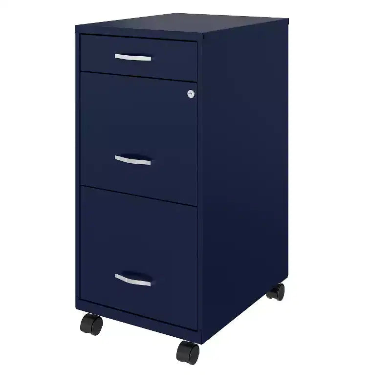 Space Solutions Classeur mobile vertical 3 tiroirs de 18 po de profondeur, largeur lettre, bleu marine
