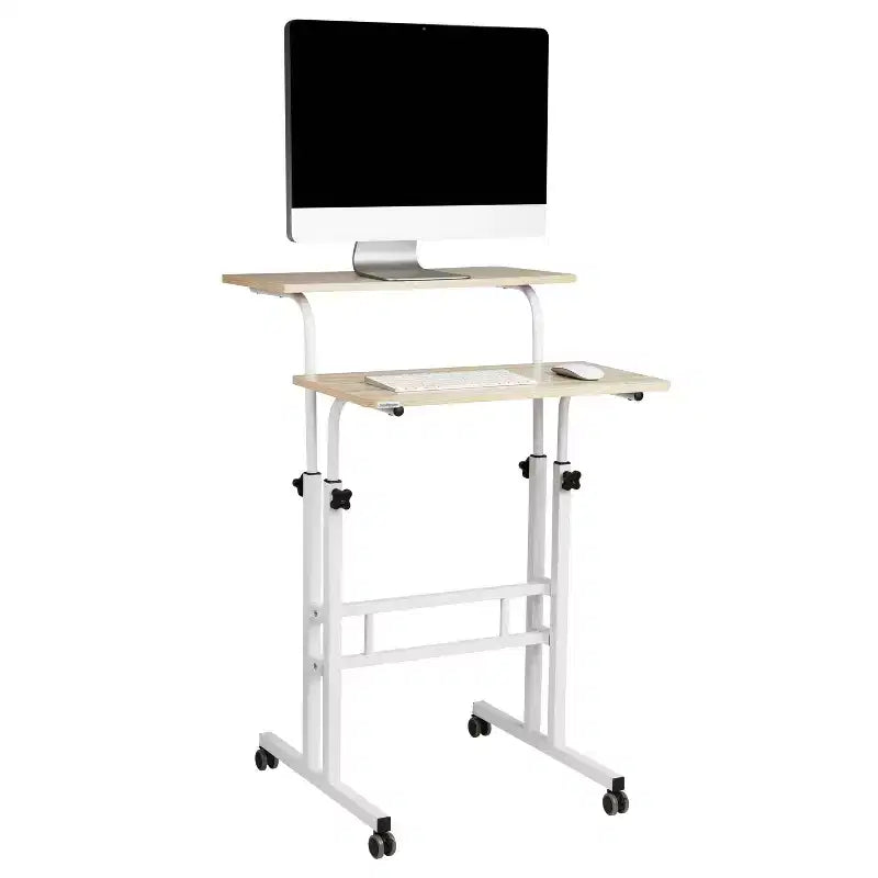 Bureau assis/debout roulant blanc avec rangement latéral - Mind Reader