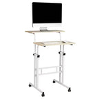 Bureau assis/debout roulant blanc avec rangement latéral - Mind Reader