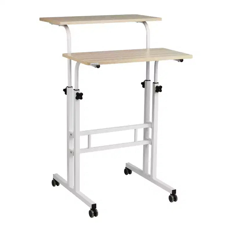 Bureau assis/debout roulant blanc avec rangement latéral - Mind Reader