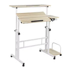 Bureau assis/debout roulant blanc avec rangement latéral - Mind Reader