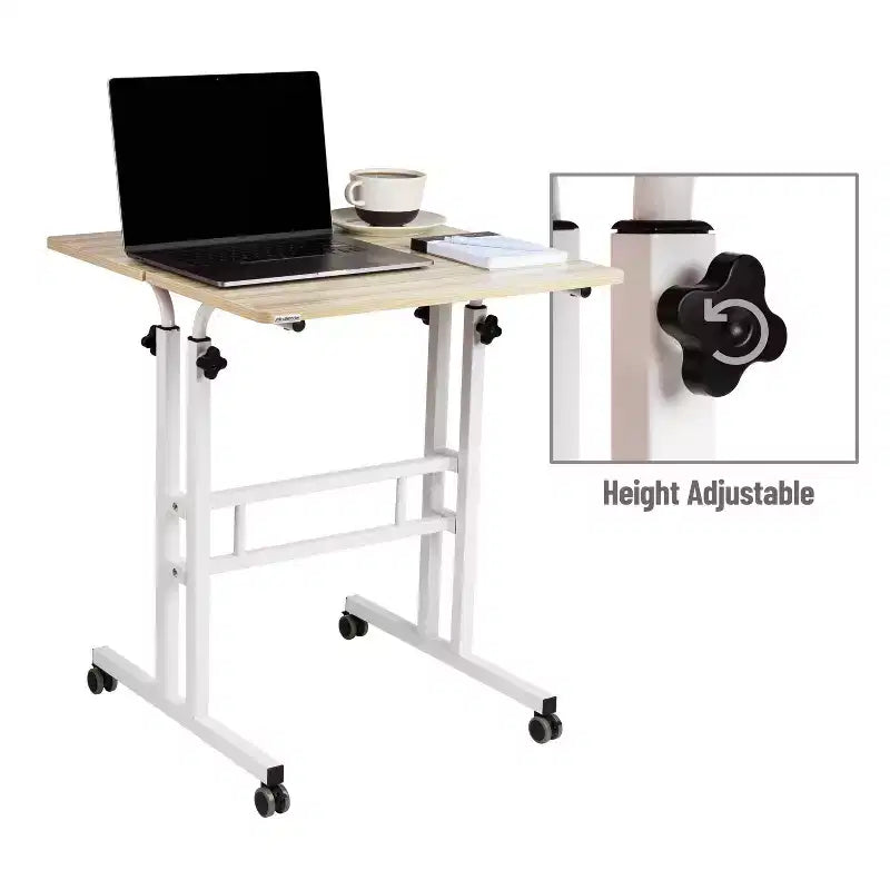 Bureau assis/debout roulant blanc avec rangement latéral - Mind Reader