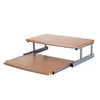 Support d'écran Mind Reader, tiroir coulissant pour clavier, ordinateur portable, rehausseur, bureau, bois, métal, 50,8 cm (L) x 37,5 cm (l) x 15 cm (H), marron, argent