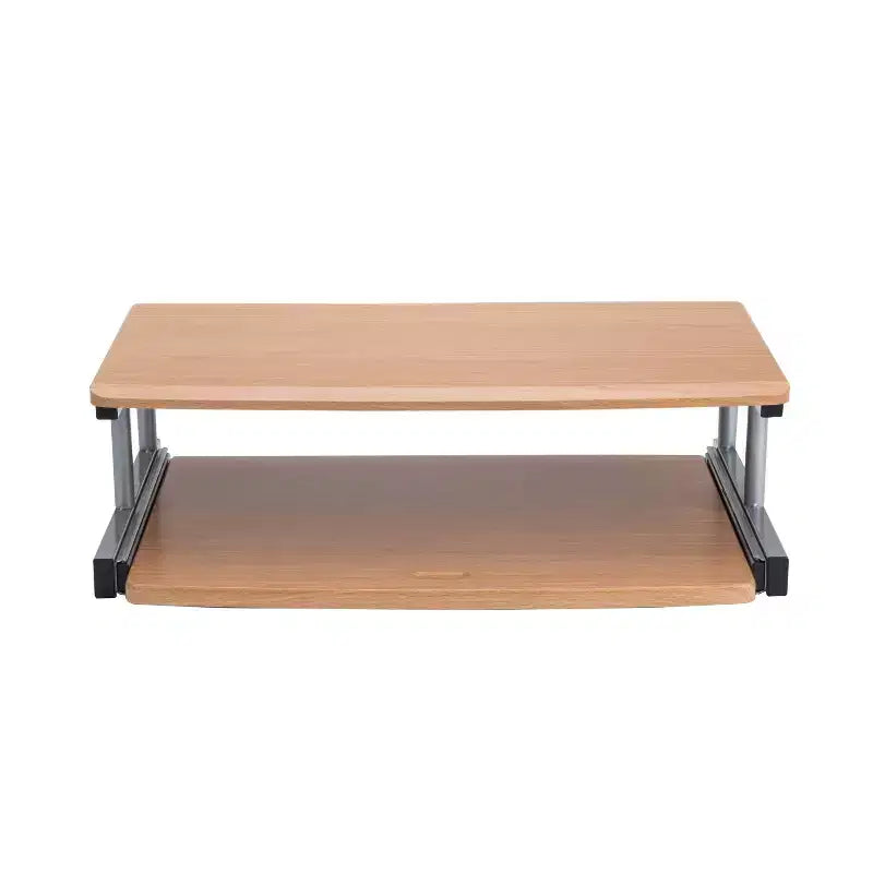 Support d'écran Mind Reader, tiroir coulissant pour clavier, ordinateur portable, rehausseur, bureau, bois, métal, 50,8 cm (L) x 37,5 cm (l) x 15 cm (H), marron, argent