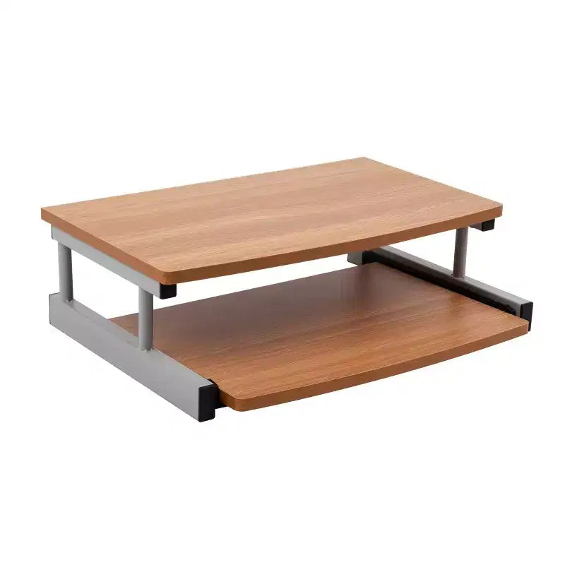 Support d'écran Mind Reader, tiroir coulissant pour clavier, ordinateur portable, rehausseur, bureau, bois, métal, 50,8 cm (L) x 37,5 cm (l) x 15 cm (H), marron, argent