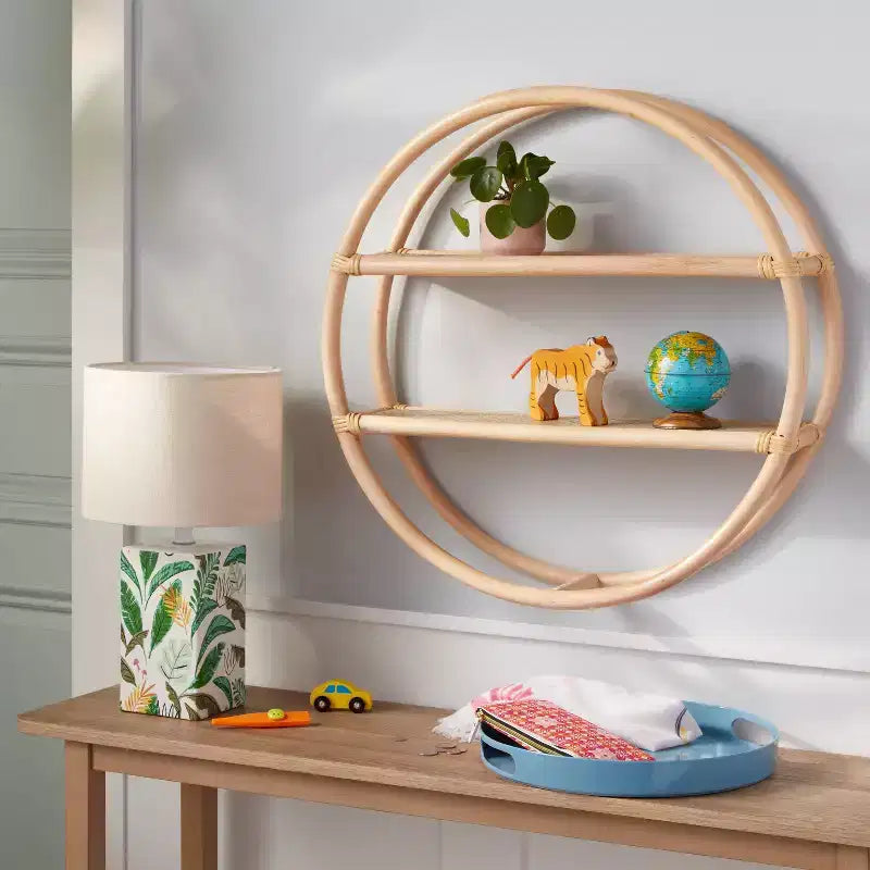 Étagère ronde en rotin pour enfants naturelle - Pillowfort™ : Étagère murale décorative, étagères flottantes, aucun assemblage requis
