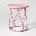 Rattan Kids' Bedside Table Coral - Pillowfort™: Pink Rattan Nightstand, No Assembly, Ethical Handcraft Certified