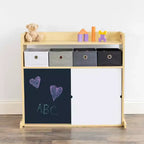 Organisateur pour enfants Humble Crew avec bacs en tissu et portes-graffiti en bois naturel : cadre en MDF, 1 étagère, 2 ans et plus, 86,4 cm l. x 81,3 cm h.