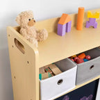 Organisateur pour enfants Humble Crew avec bacs en tissu et portes-graffiti en bois naturel : cadre en MDF, 1 étagère, 2 ans et plus, 86,4 cm l. x 81,3 cm h.