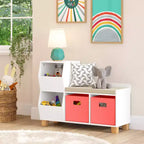 Banc de rangement RiverRidge Kids' Catch-All Cubby avec étagères de rangement pour jouets et siège rembourré pour coin lecture et salle de jeux, blanc