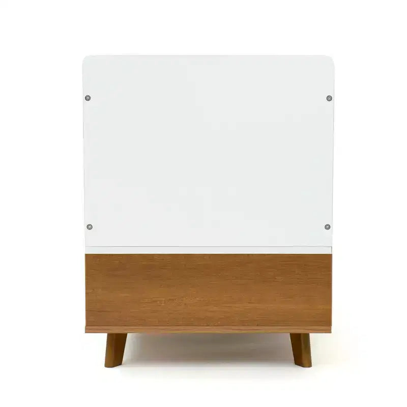 Humble Crew Morgan Coffre à jouets mi-siècle pour enfants avec couvercle à fermeture douce et étagère de rangement, bois/blanc