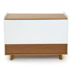 Humble Crew Morgan Coffre à jouets mi-siècle pour enfants avec couvercle à fermeture douce et étagère de rangement, bois/blanc
