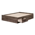 Full Ulysses Mates Kids' Bed with 3 Drawers Fall Oak - South Shore: Modern Full Size Bed Frame, Storage, Unupholstered