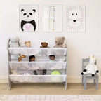 Humble Crew Kids' Slate Organisateur de peluches gris : Cadre en MDF, 3 étagères, 4 bacs de rangement, 81,3 cm H x 106,7 cm L x 27,9 cm P