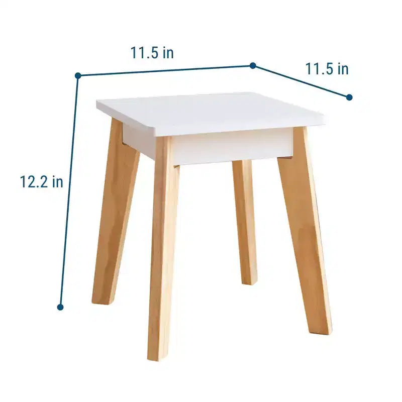 WildKin 2 tabourets de table pour enfants, travaux manuels, blanc : Structure en bois non rembourrée, Tabouret enfant, Chaise de salle à manger