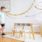 WildKin 2 tabourets de table pour enfants, travaux manuels, blanc : Structure en bois non rembourrée, Tabouret enfant, Chaise de salle à manger