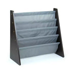 Sumatra Kids' Bookshelf 4 Tier Book Organizer Espresso/Gray - Humble Crew: Toddler Bookcase, MDF, Anti-Tip, Open Shelves