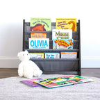 Étagère à livres 4 niveaux Sumatra Kids pour enfants Espresso/Gris - Humble Crew : Bibliothèque pour tout-petits, MDF, anti-basculement, étagères ouvertes
