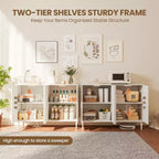 Buffet Garvee en rotin, meuble de rangement à 4 portes, console de bar à café, étagères réglables pour cuisine, couloir, salon