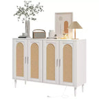 Buffet Garvee en rotin, meuble de rangement à 4 portes, console de bar à café, étagères réglables pour cuisine, couloir, salon