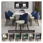 Lot de 2 chaises de salle à manger rembourrées LeisureMod Paradiso - Dossier incurvé avec pieds en bois, élégantes, confortables et durables pour les salles à manger
