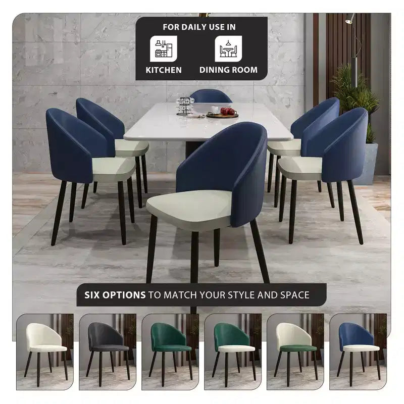 Lot de 2 chaises de salle à manger rembourrées LeisureMod Paradiso - Dossier incurvé avec pieds en bois, élégantes, confortables et durables pour les salles à manger