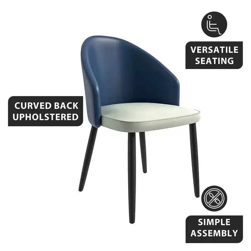Lot de 2 chaises de salle à manger rembourrées LeisureMod Paradiso - Dossier incurvé avec pieds en bois, élégantes, confortables et durables pour les salles à manger