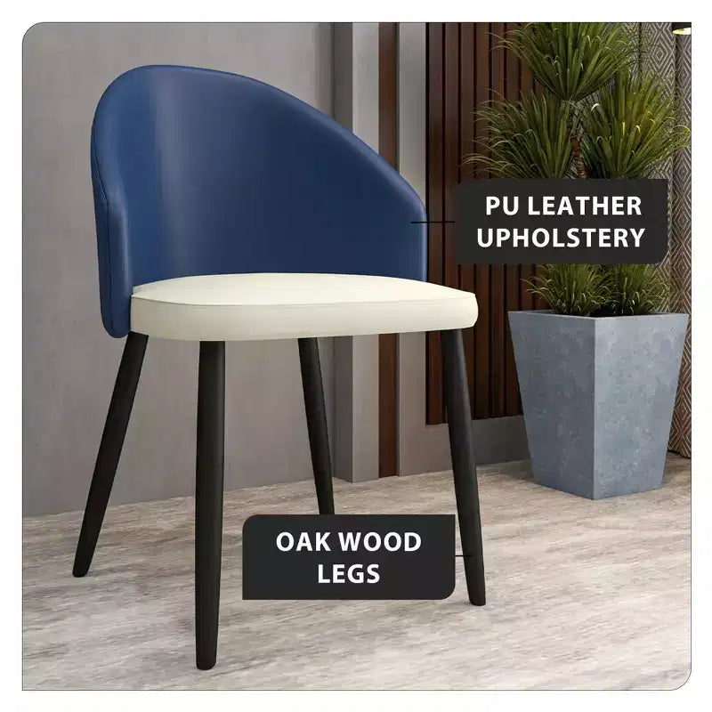 Lot de 2 chaises de salle à manger rembourrées LeisureMod Paradiso - Dossier incurvé avec pieds en bois, élégantes, confortables et durables pour les salles à manger