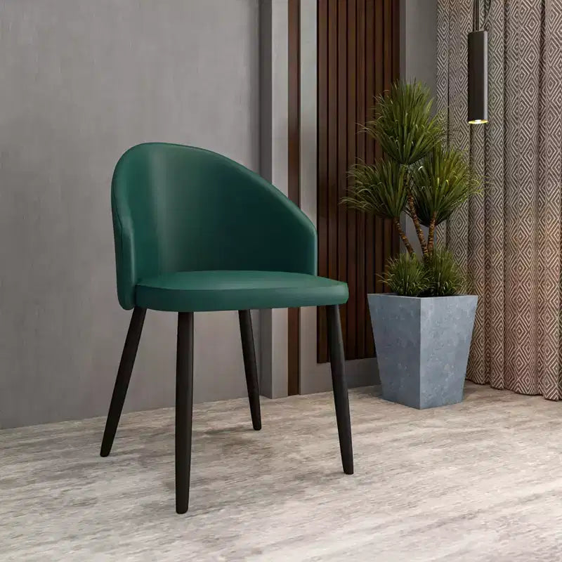Lot de 2 chaises de salle à manger rembourrées LeisureMod Paradiso - Dossier incurvé avec pieds en bois, élégantes, confortables et durables pour les salles à manger