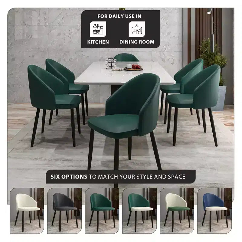 Lot de 2 chaises de salle à manger rembourrées LeisureMod Paradiso - Dossier incurvé avec pieds en bois, élégantes, confortables et durables pour les salles à manger