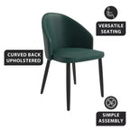Lot de 2 chaises de salle à manger rembourrées LeisureMod Paradiso - Dossier incurvé avec pieds en bois, élégantes, confortables et durables pour les salles à manger