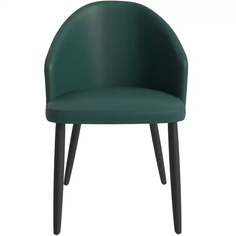 Lot de 2 chaises de salle à manger rembourrées LeisureMod Paradiso - Dossier incurvé avec pieds en bois, élégantes, confortables et durables pour les salles à manger