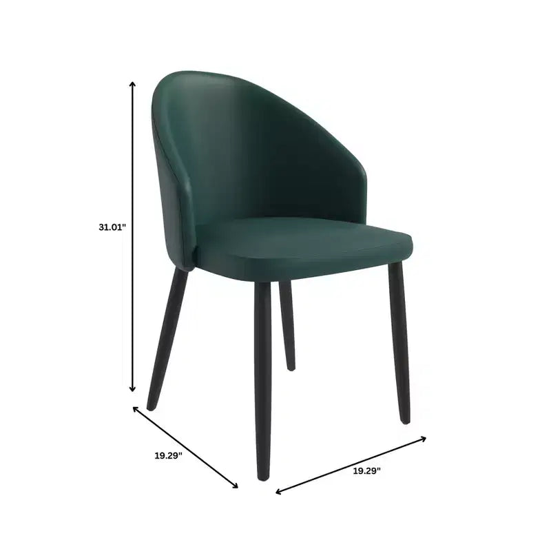 Lot de 2 chaises de salle à manger rembourrées LeisureMod Paradiso - Dossier incurvé avec pieds en bois, élégantes, confortables et durables pour les salles à manger