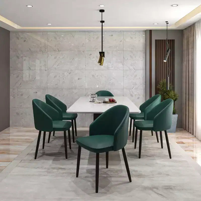 Lot de 2 chaises de salle à manger rembourrées LeisureMod Paradiso - Dossier incurvé avec pieds en bois, élégantes, confortables et durables pour les salles à manger
