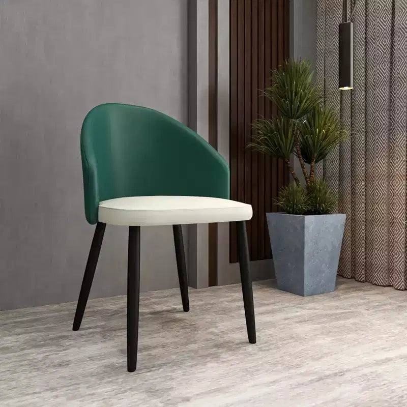 Lot de 2 chaises de salle à manger rembourrées LeisureMod Paradiso - Dossier incurvé avec pieds en bois, élégantes, confortables et durables pour les salles à manger