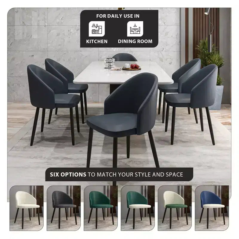 Lot de 2 chaises de salle à manger rembourrées LeisureMod Paradiso - Dossier incurvé avec pieds en bois, élégantes, confortables et durables pour les salles à manger