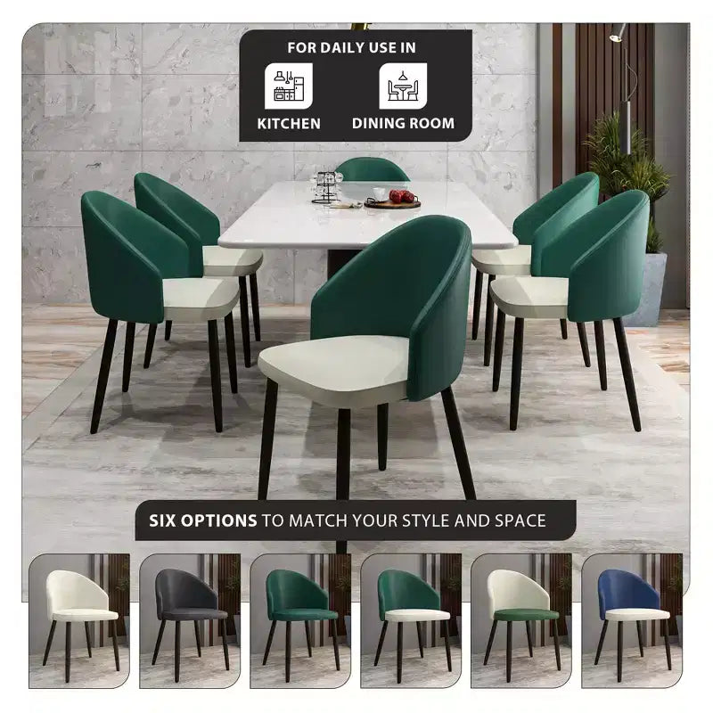Lot de 2 chaises de salle à manger rembourrées LeisureMod Paradiso - Dossier incurvé avec pieds en bois, élégantes, confortables et durables pour les salles à manger