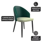 Lot de 2 chaises de salle à manger rembourrées LeisureMod Paradiso - Dossier incurvé avec pieds en bois, élégantes, confortables et durables pour les salles à manger