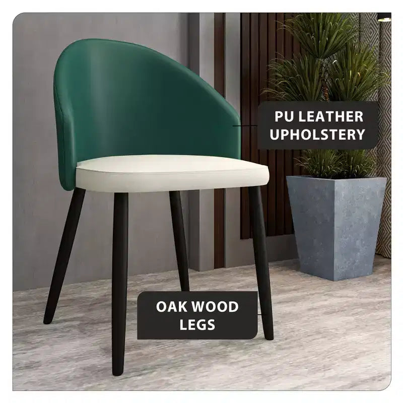 Lot de 2 chaises de salle à manger rembourrées LeisureMod Paradiso - Dossier incurvé avec pieds en bois, élégantes, confortables et durables pour les salles à manger