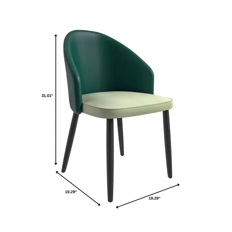 Lot de 2 chaises de salle à manger rembourrées LeisureMod Paradiso - Dossier incurvé avec pieds en bois, élégantes, confortables et durables pour les salles à manger