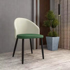 Lot de 2 chaises de salle à manger rembourrées LeisureMod Paradiso - Dossier incurvé avec pieds en bois, élégantes, confortables et durables pour les salles à manger